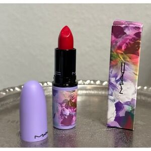 MAC Ruby Woo Matte Red Lipstick Limited Edition Floral Tube NIB